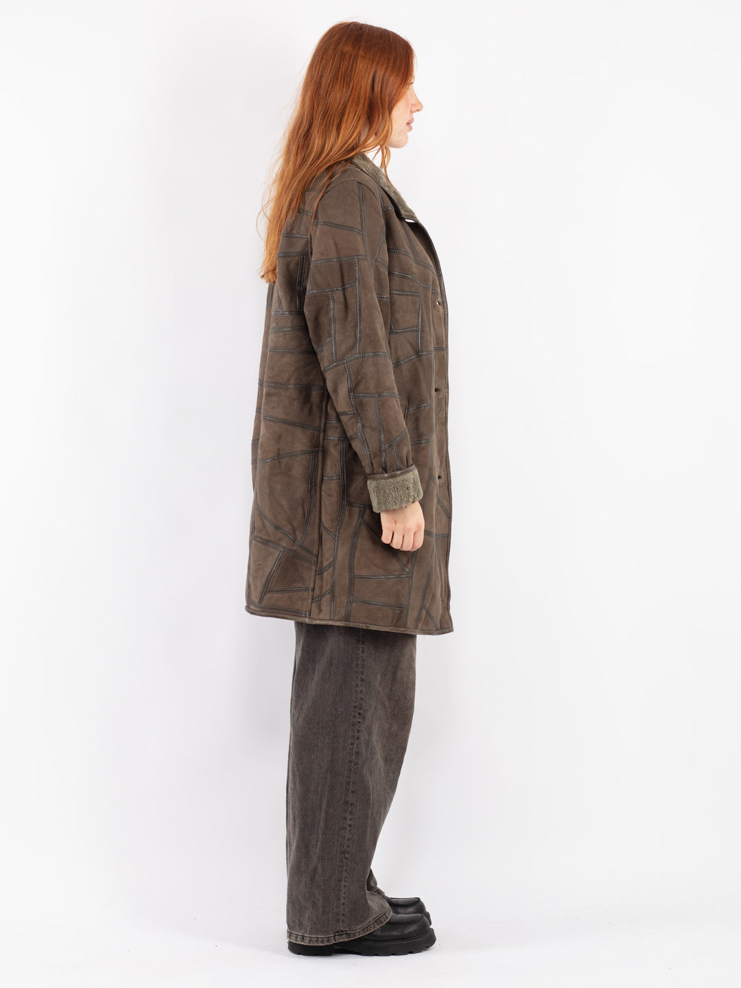 Vintage 90's Women Sheepskin Coat in Brown