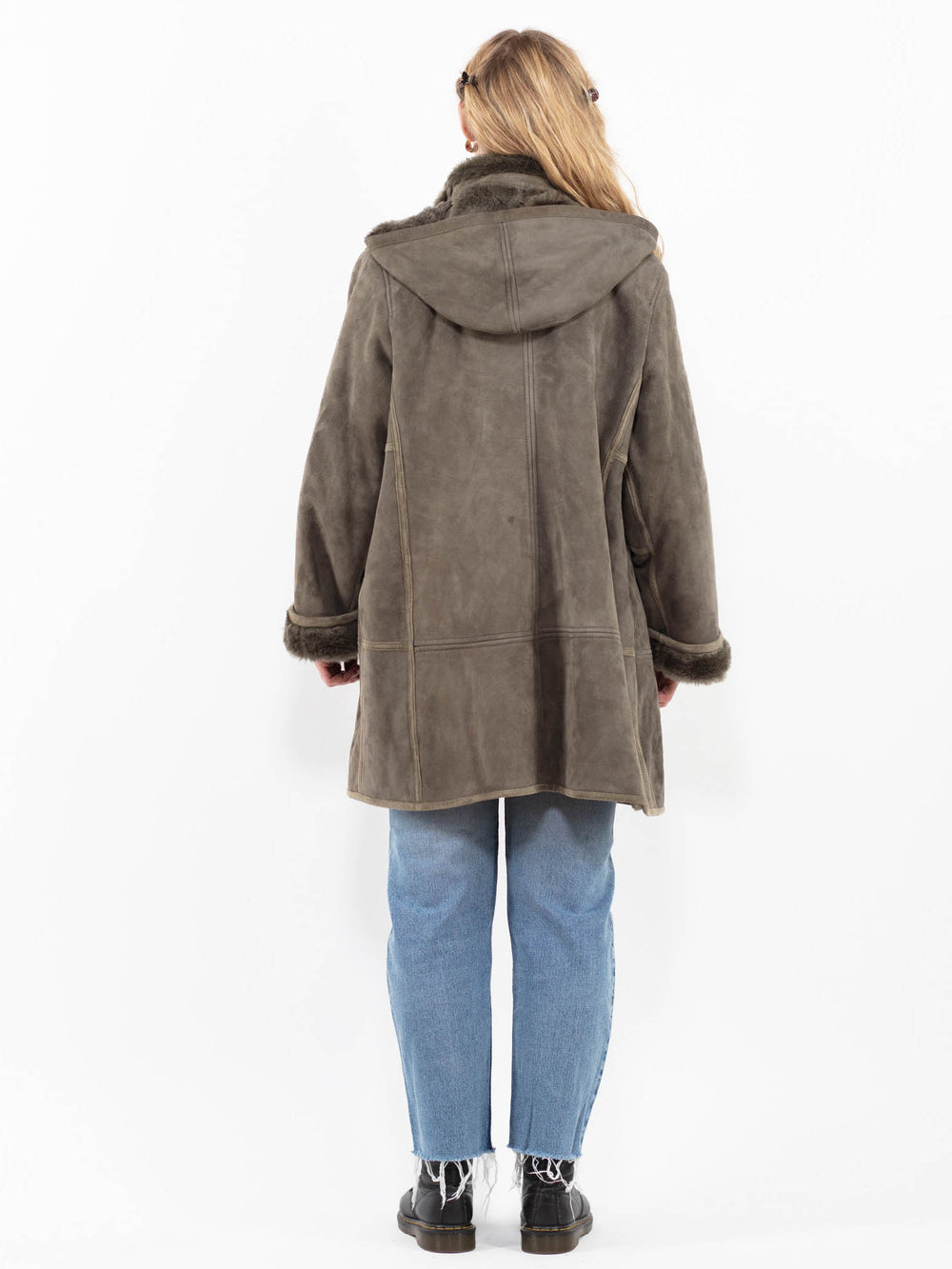 Vintage 90's Women Sheepskin Coat in GreenA0314