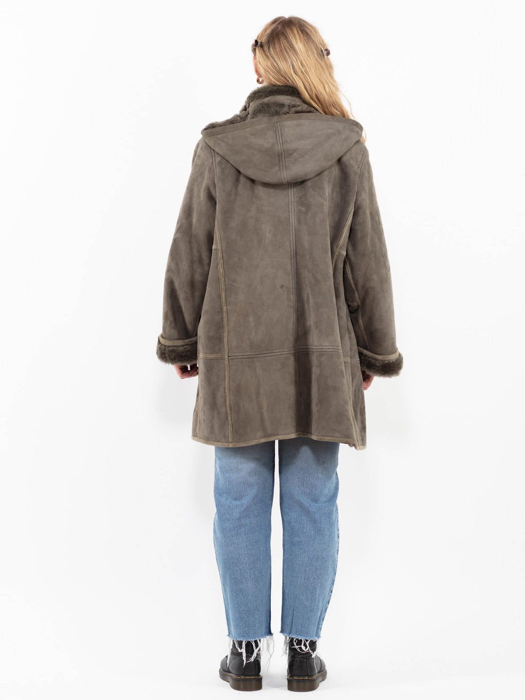 Vintage 90's Women Sheepskin Coat in GreenA0314