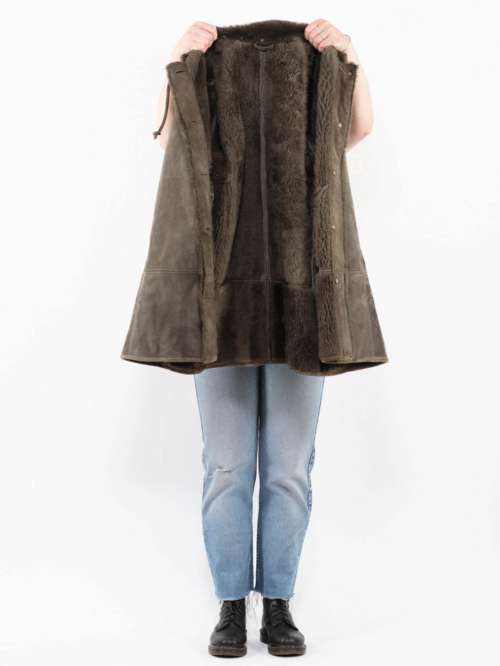 Vintage 90's Women Sheepskin Coat in GreenA0314