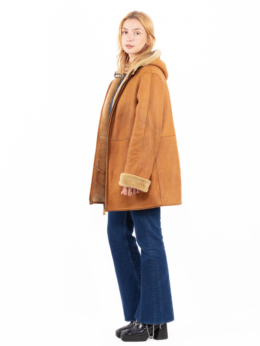 Vintage 90's Women Sheepskin Coat in BrownA0105