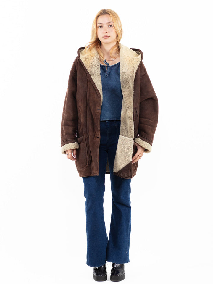 Vintage 90's Women Sheepskin Coat in BrownA0109