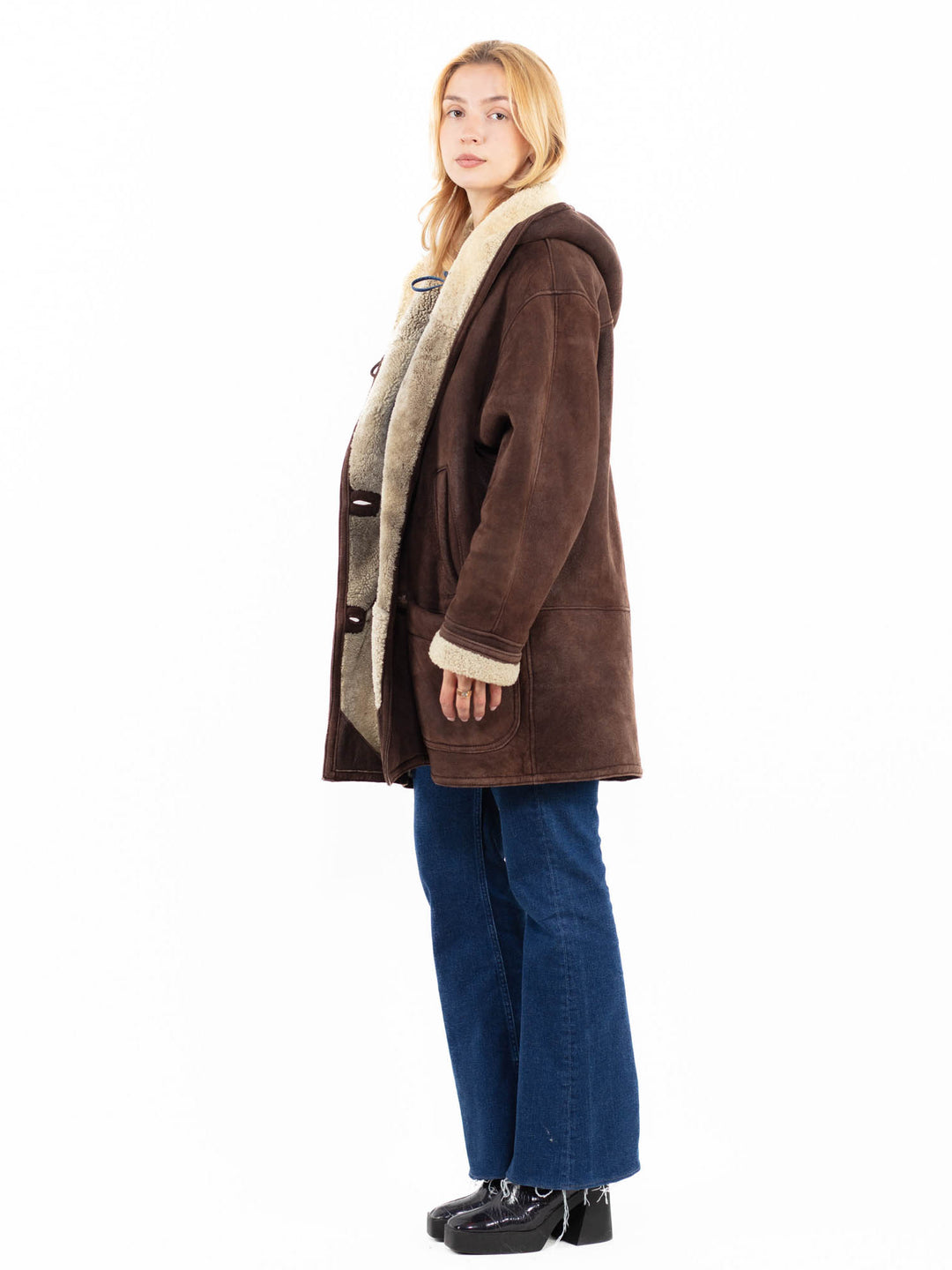 Vintage 90's Women Sheepskin Coat in BrownA0109