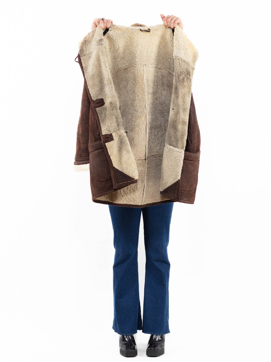 Vintage 90's Women Sheepskin Coat in BrownA0109