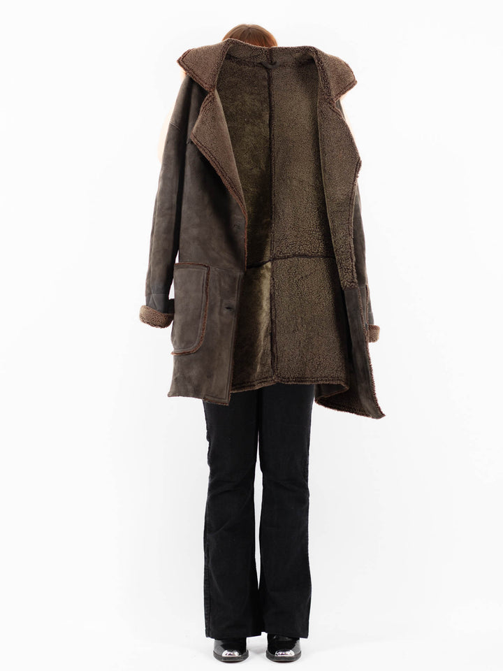 Vintage 90's Women Sheepskin Coat in GrayV9816