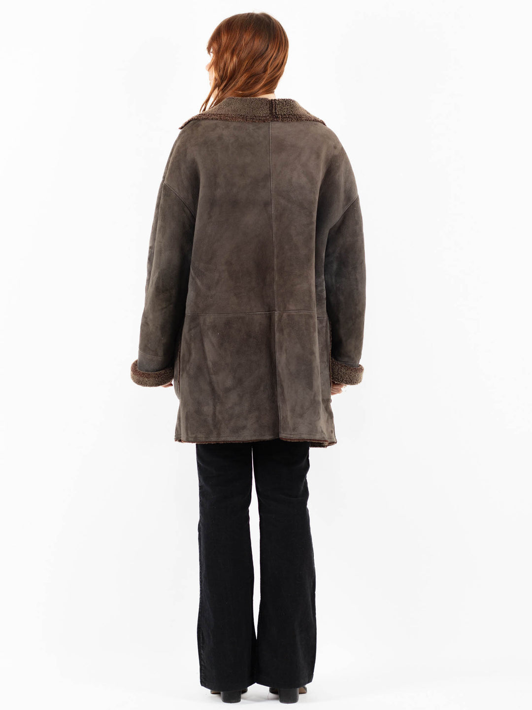 Vintage 90's Women Sheepskin Coat in GrayV9816