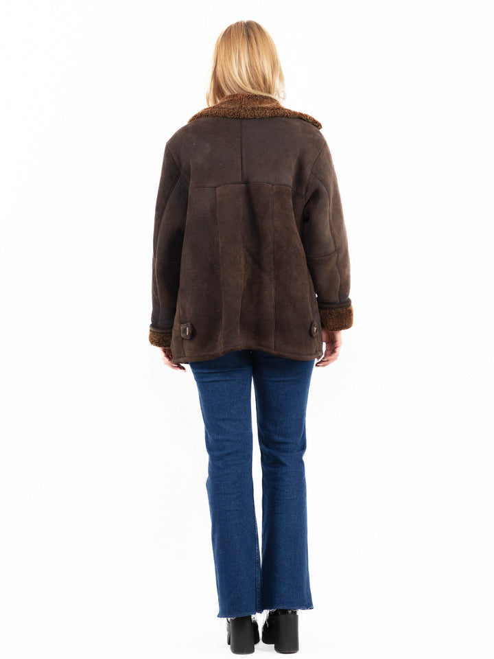 Vintage 90's Women Sheepskin Coat in BrownA0110