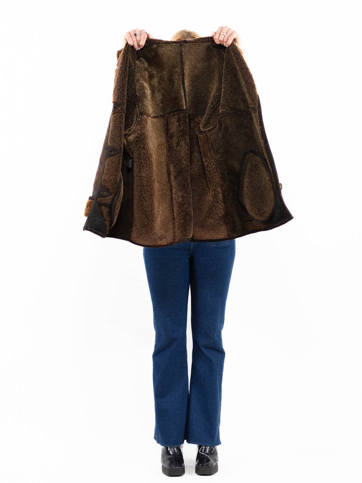 Vintage 90's Women Sheepskin Coat in BrownA0110