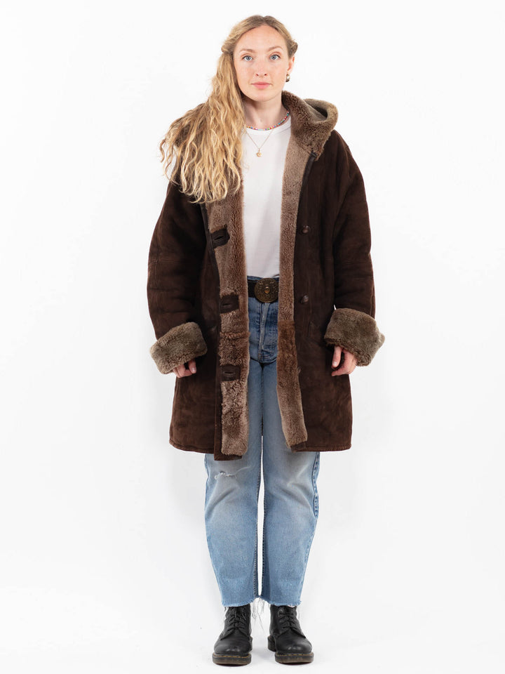 Vintage 90's Women Sheepskin Coat in BrownA0322