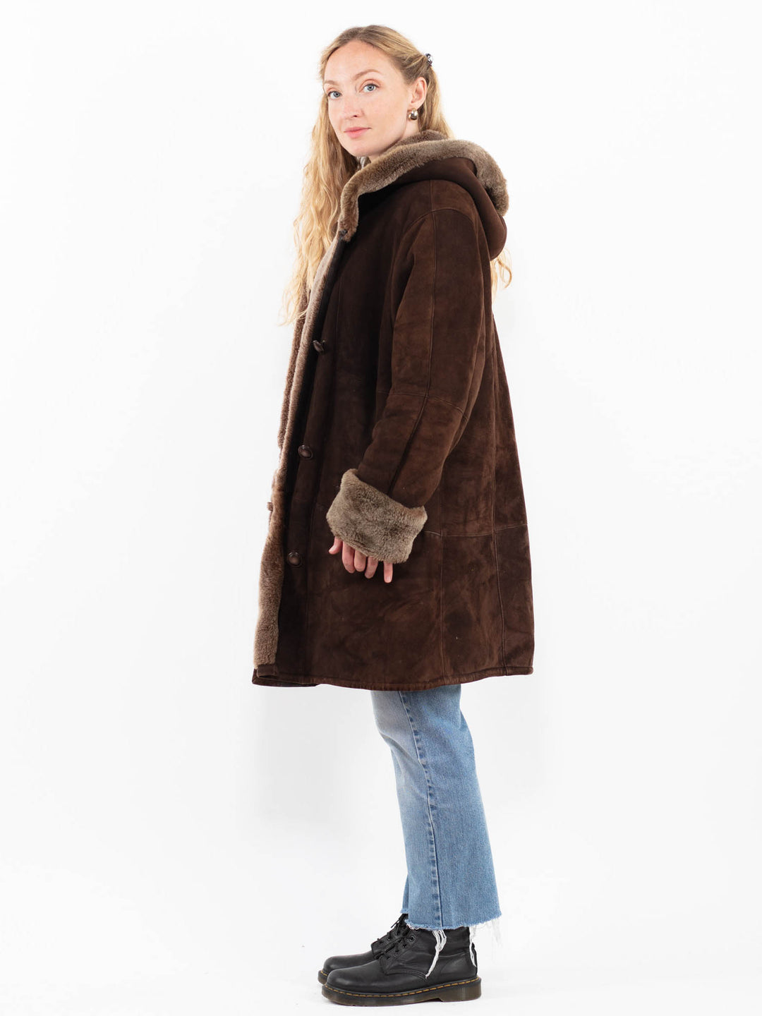 Vintage 90's Women Sheepskin Coat in BrownA0322