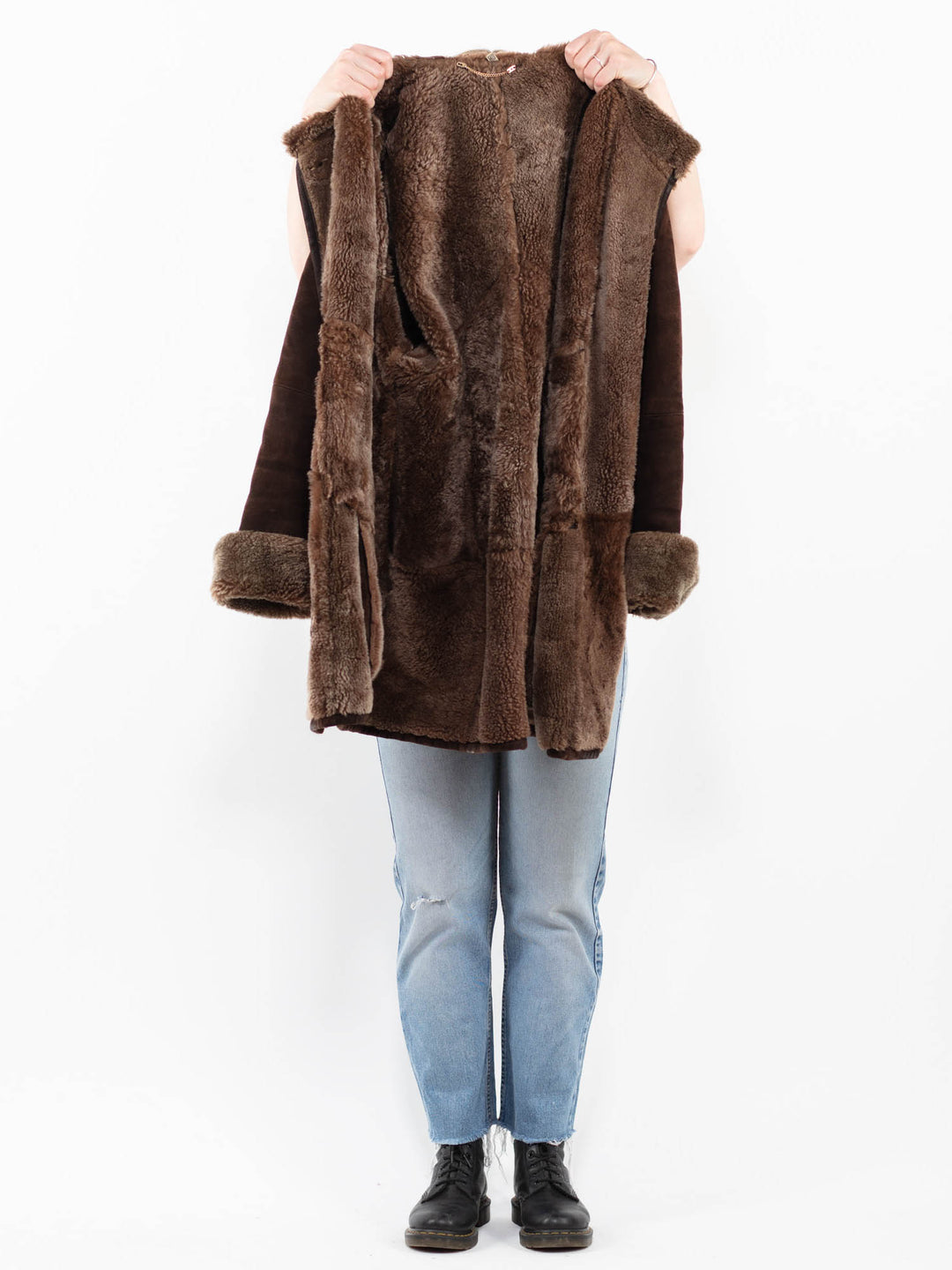 Vintage 90's Women Sheepskin Coat in BrownA0322