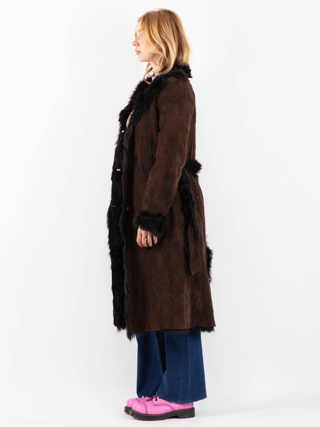 Vintage 90's Women Sheepskin Coat in BrownV9580