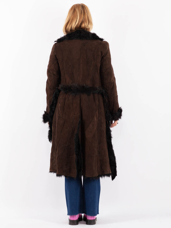 Vintage 90's Women Sheepskin Coat in BrownV9580