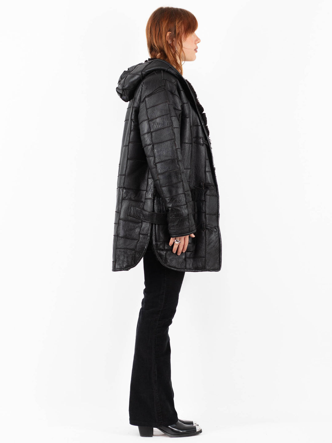 Vintage 90's Women Sheepskin Coat in BlackV9823