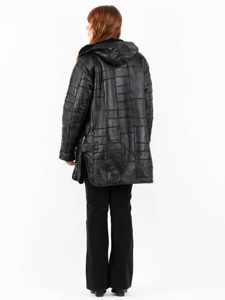 Vintage 90's Women Sheepskin Coat in BlackV9823