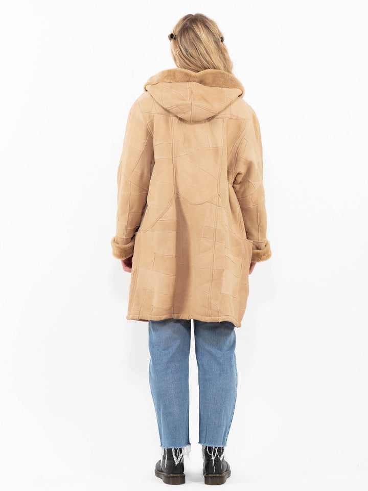 Vintage 90's Women Sheepskin Coat in BeigeA0327