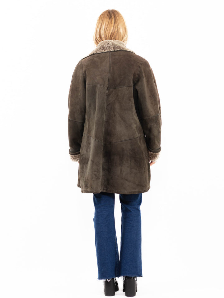 Vintage 90's Women Sheepskin Coat in GreenA0123