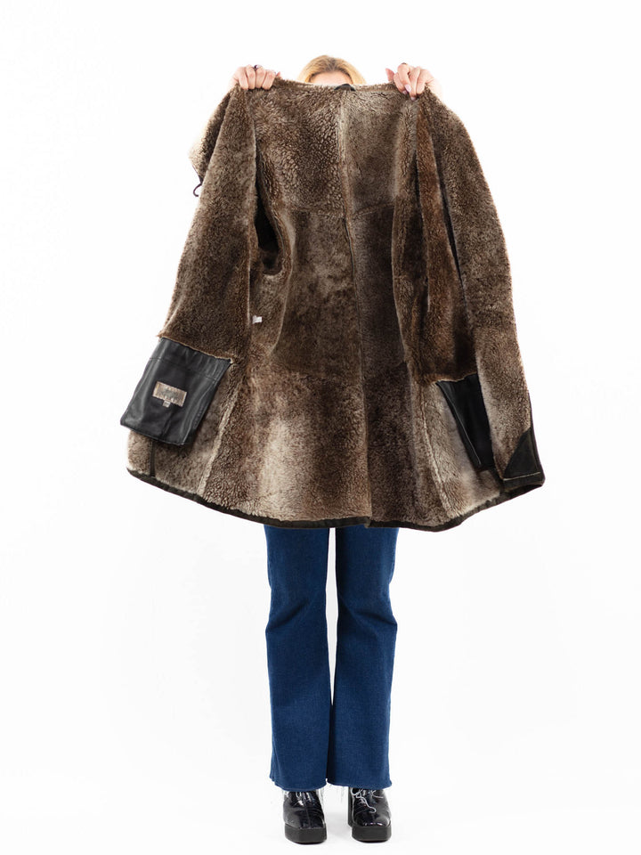 Vintage 90's Women Sheepskin Coat in GreenA0123