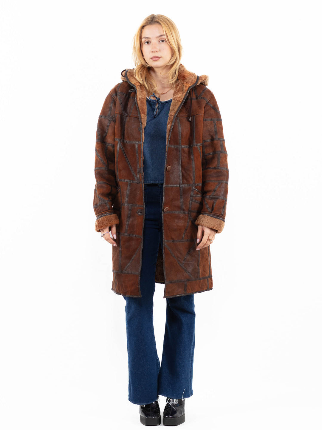 Vintage 90's Women Sheepskin Coat in BrownA0126