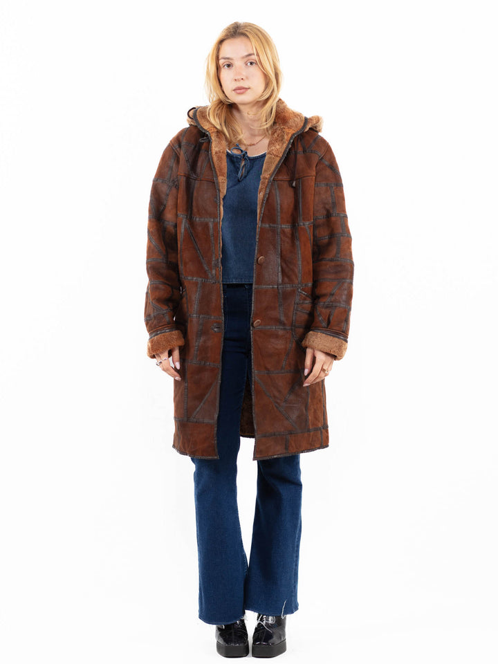 Vintage 90's Women Sheepskin Coat in BrownA0126