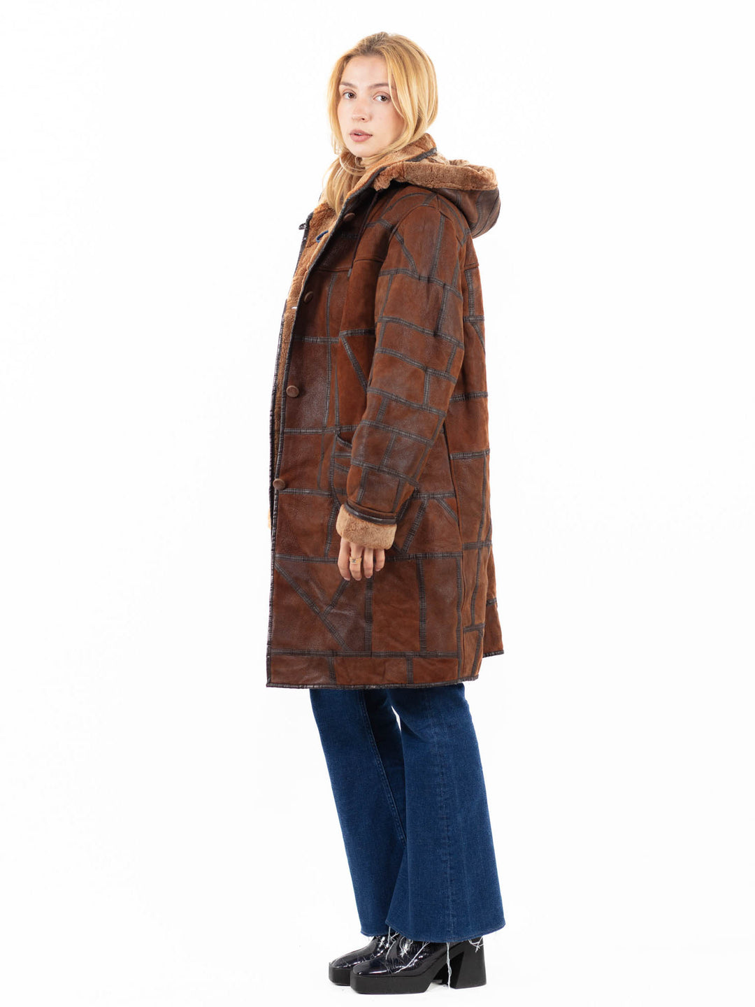 Vintage 90's Women Sheepskin Coat in BrownA0126