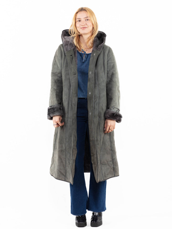 Vintage 90's Women Sheepskin Coat in GrayA0129