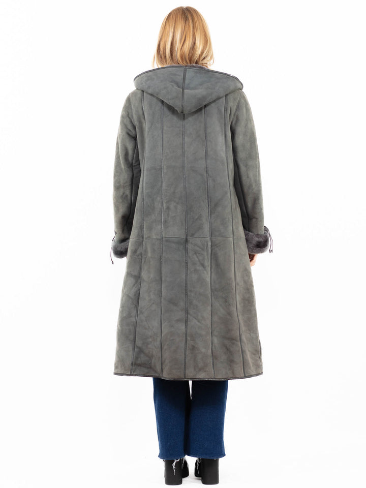 Vintage 90's Women Sheepskin Coat in GrayA0129