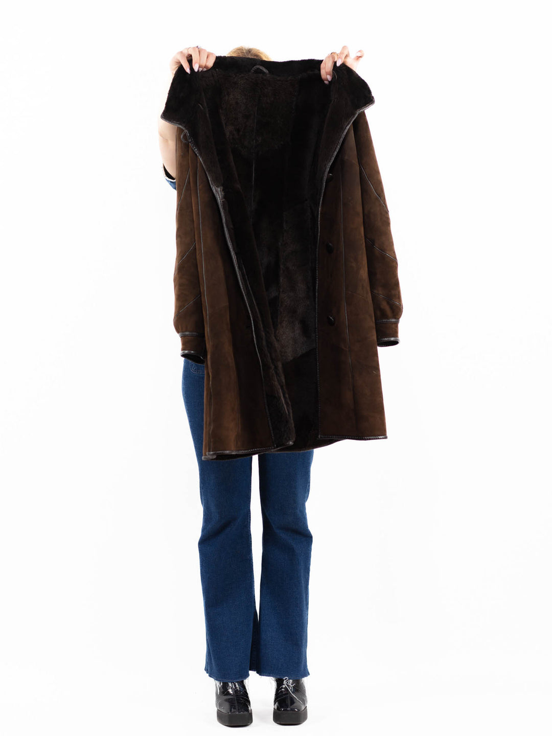 Vintage 90's Women Sheepskin Coat in BrownA0130