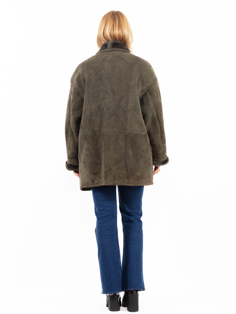 Vintage 90's Women Sheepskin Coat in GreenA0131