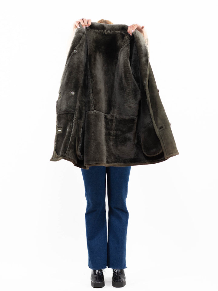Vintage 90's Women Sheepskin Coat in GreenA0131
