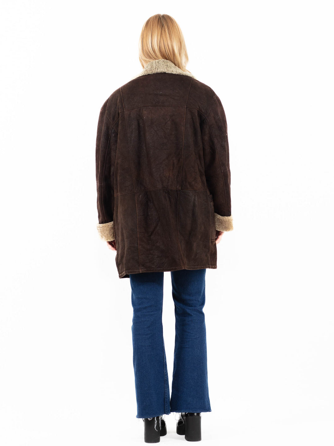 Vintage 90's Women Sheepskin Coat in BrownA0133