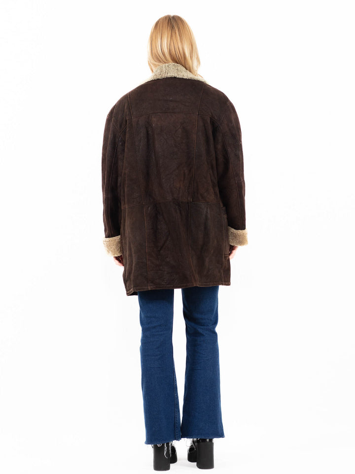 Vintage 90's Women Sheepskin Coat in BrownA0133