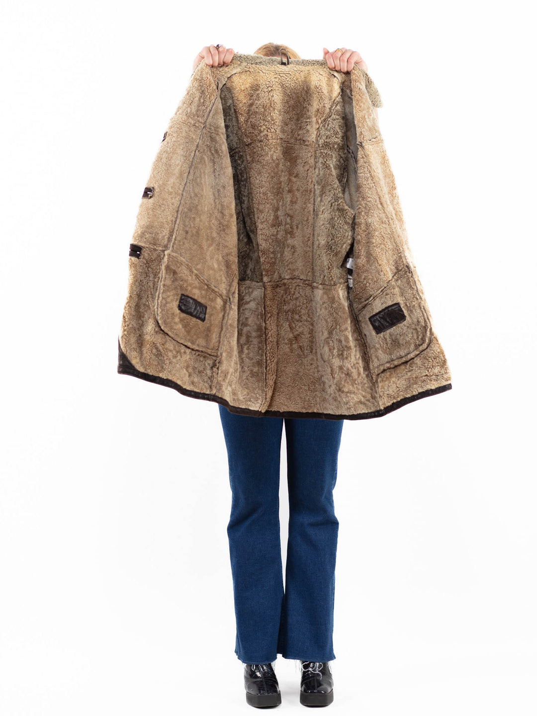 Vintage 90's Women Sheepskin Coat in BrownA0133