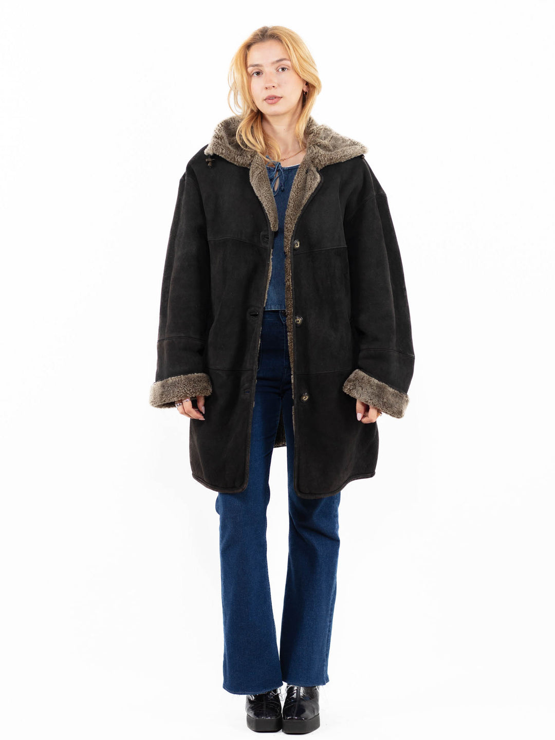 Vintage 90's Women Sheepskin in BlackA0134