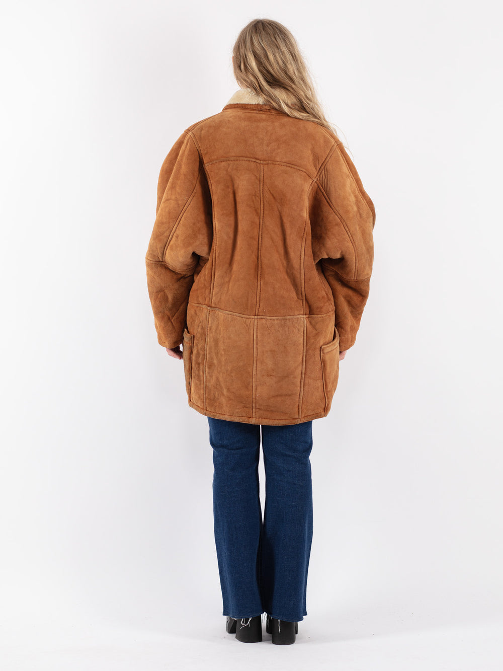 Vintage 90's Women Sheepskin Coat in Brown