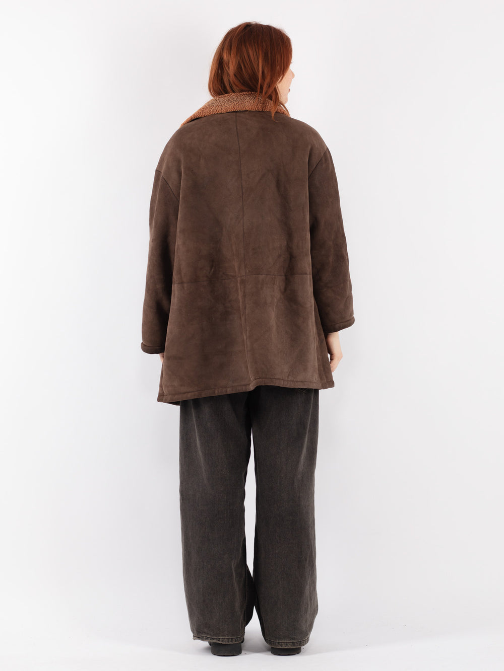 Vintage 90's Women Sheepskin Coat in Brown