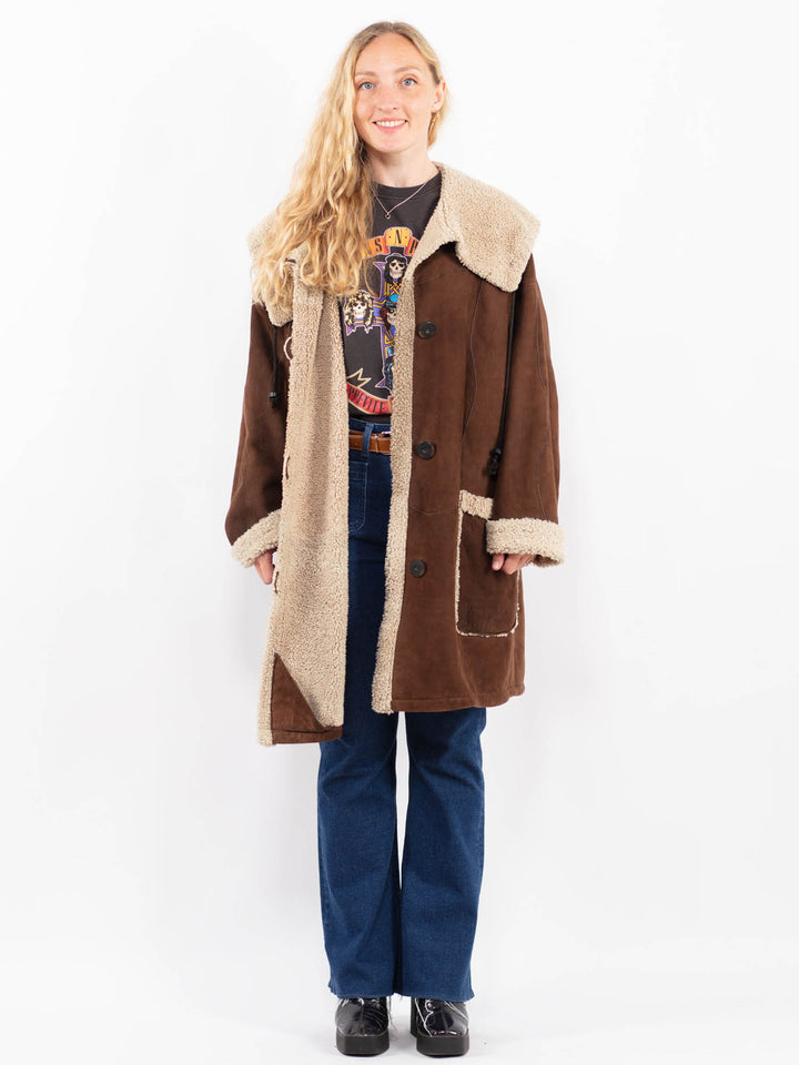Vintage 90's Women Sheepskin Coat in BrownA0452