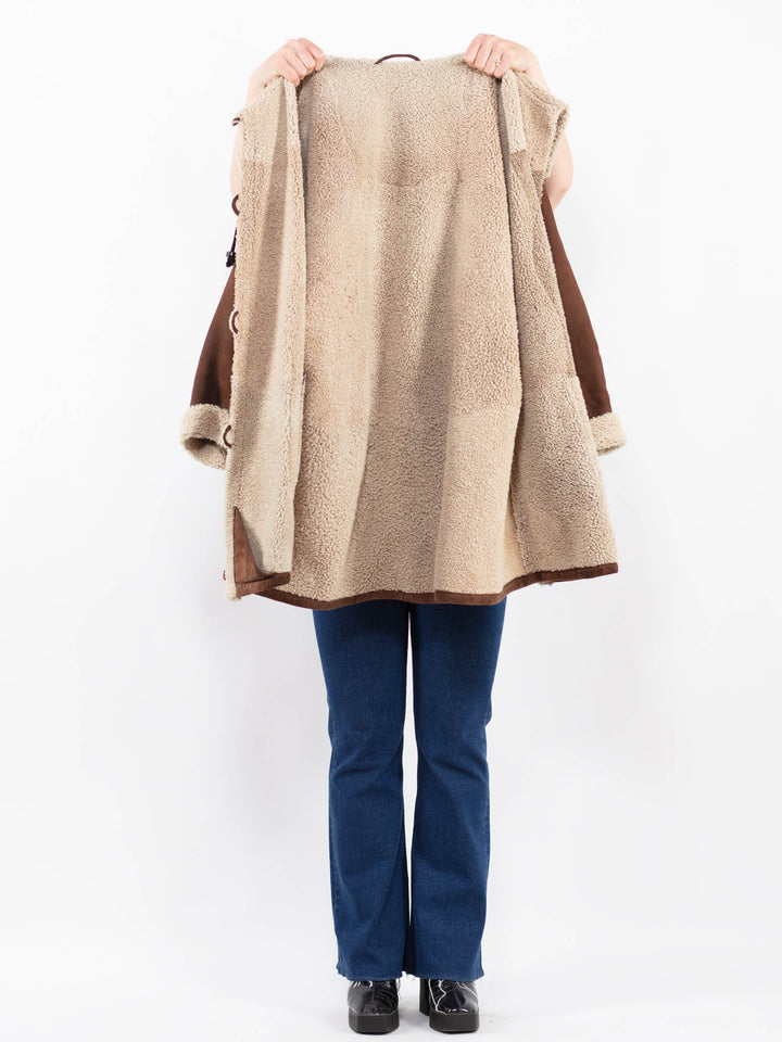 Vintage 90's Women Sheepskin Coat in BrownA0452