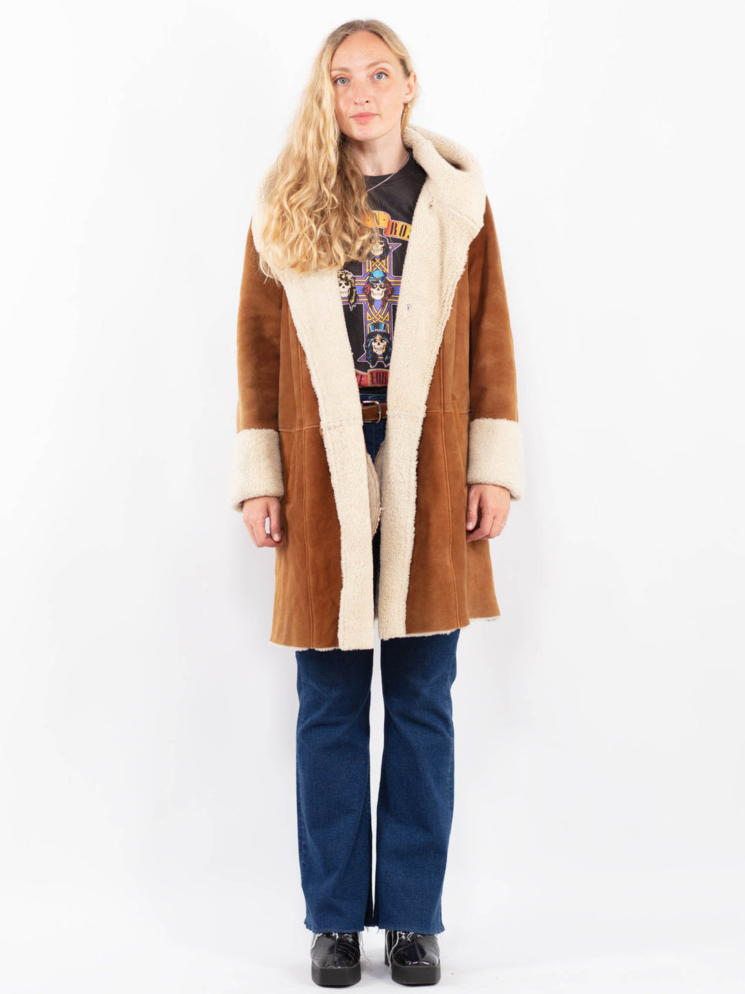 Vintage 90's Women Sheepskin Coat in BrownA0453