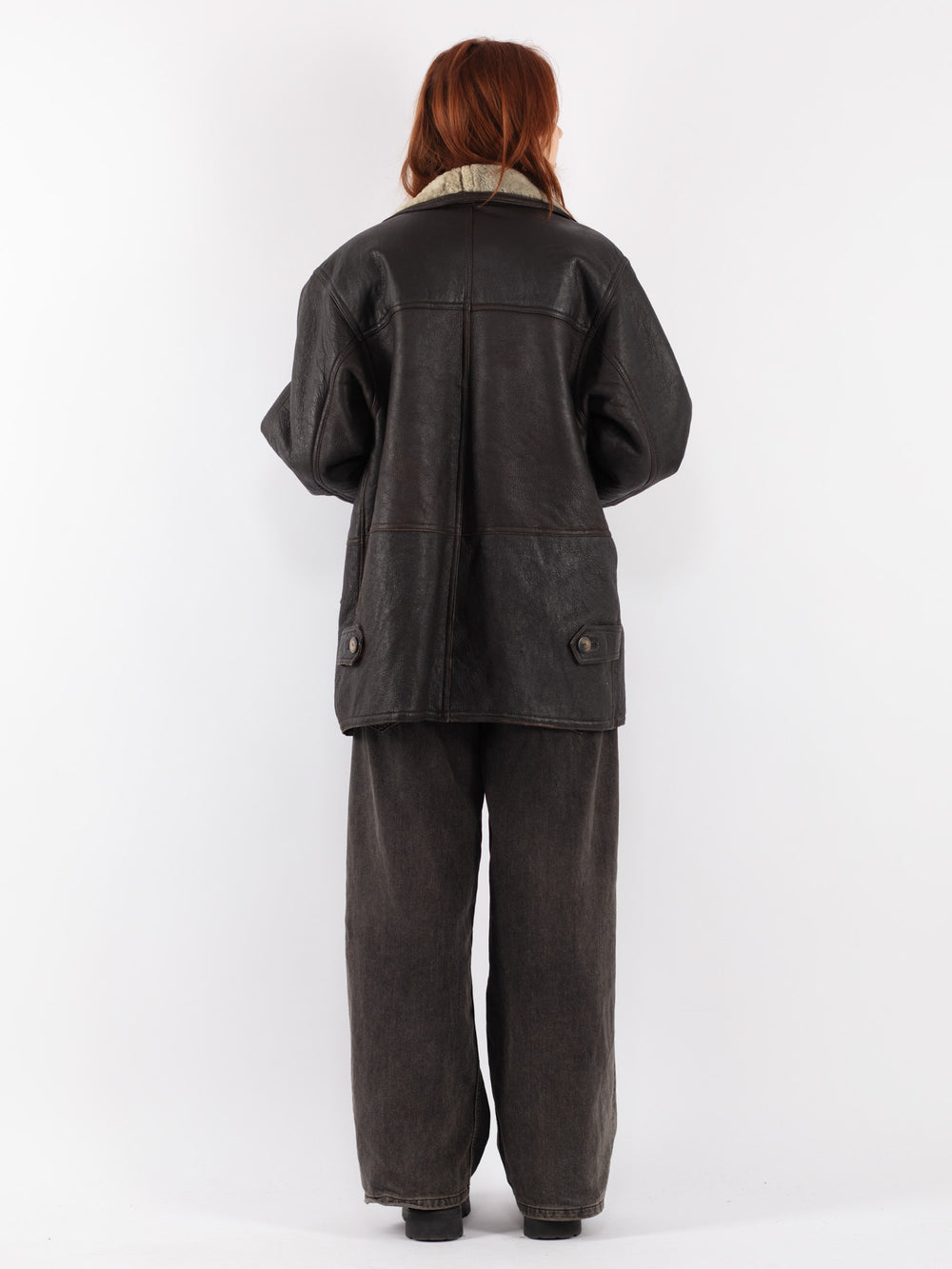 Vintage 90's Women Sheepskin Coat in Brown