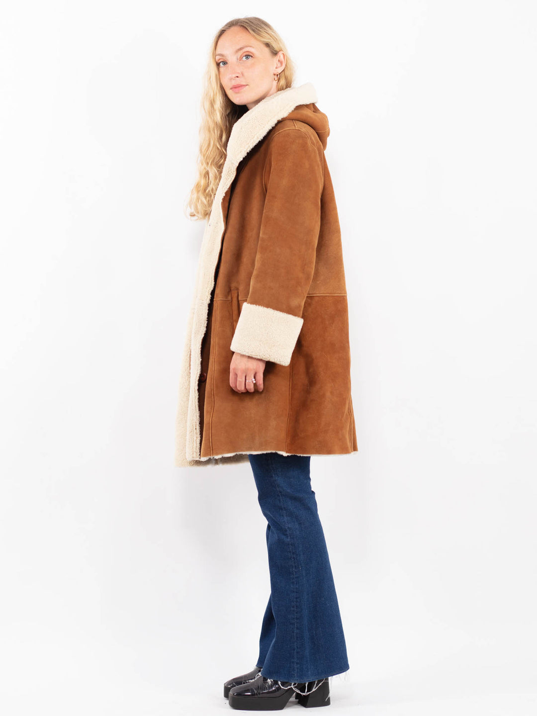 Vintage 90's Women Sheepskin Coat in BrownA0453