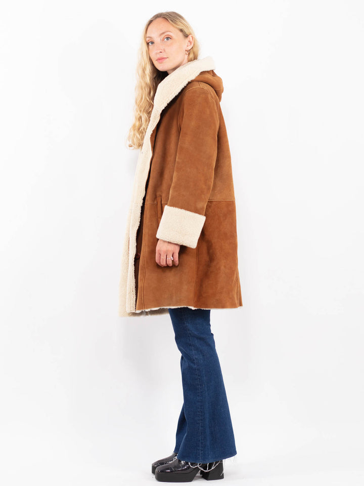 Vintage 90's Women Sheepskin Coat in BrownA0453