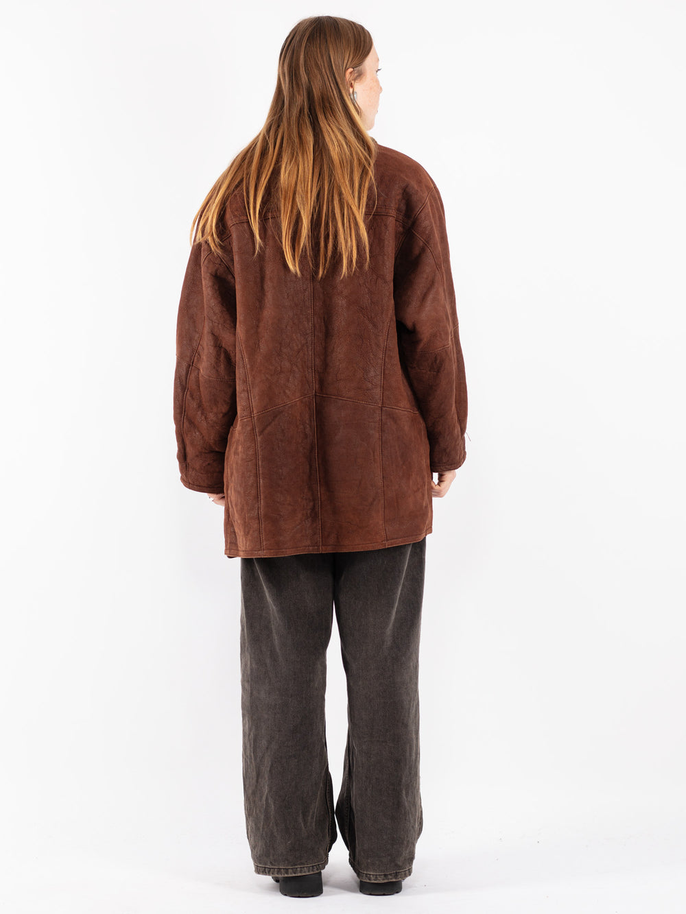 Vintage 90's Women Sheepskin Coat in Brown