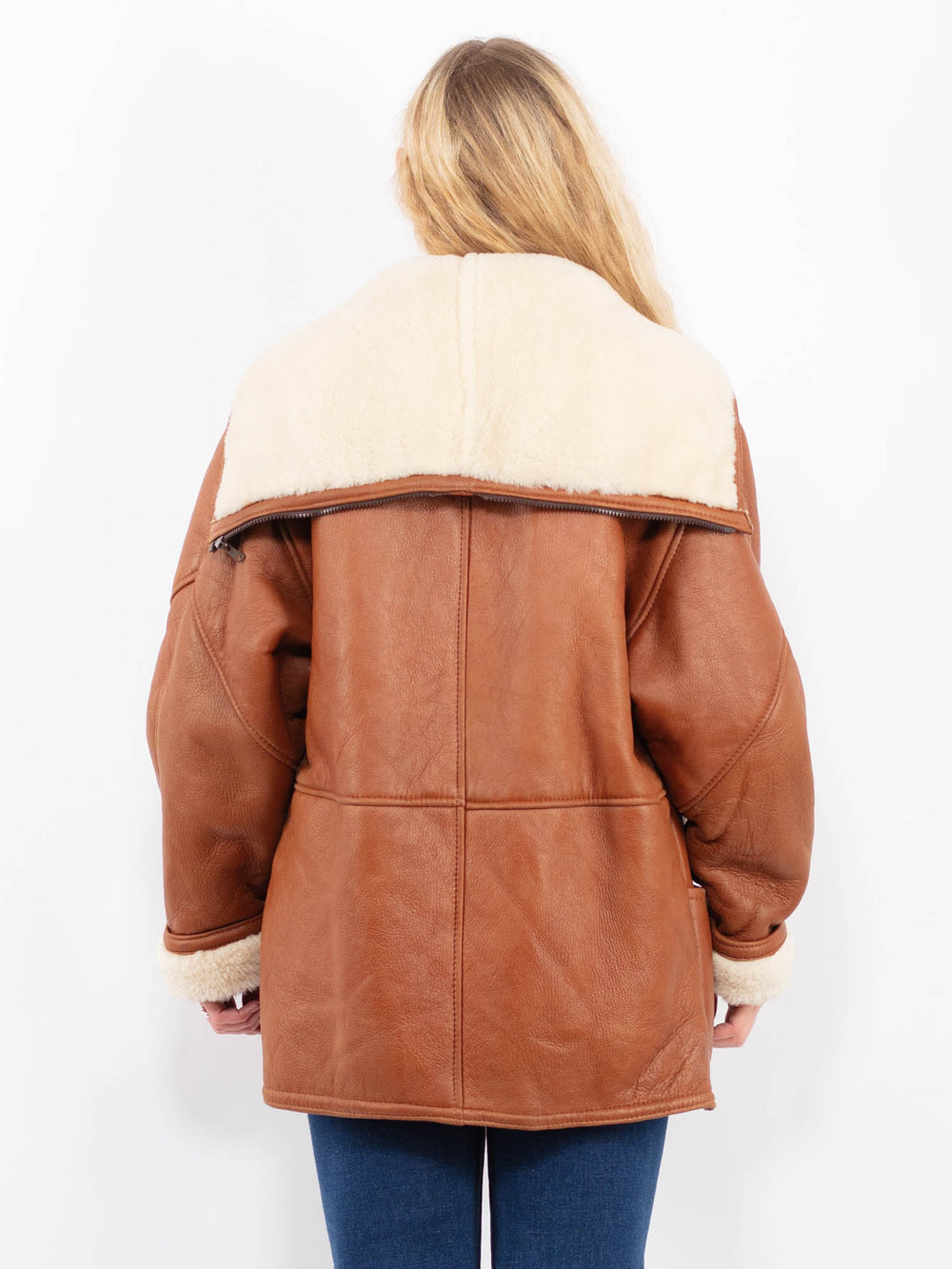 Vintage 90's Women Sheepskin Coat in BrownA0472