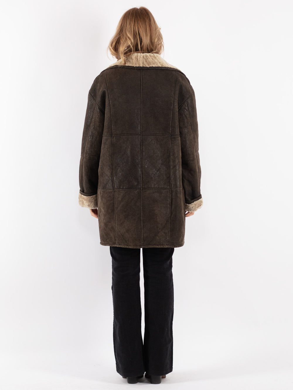 Vintage 90's Women Sheepskin Coat in Brown
