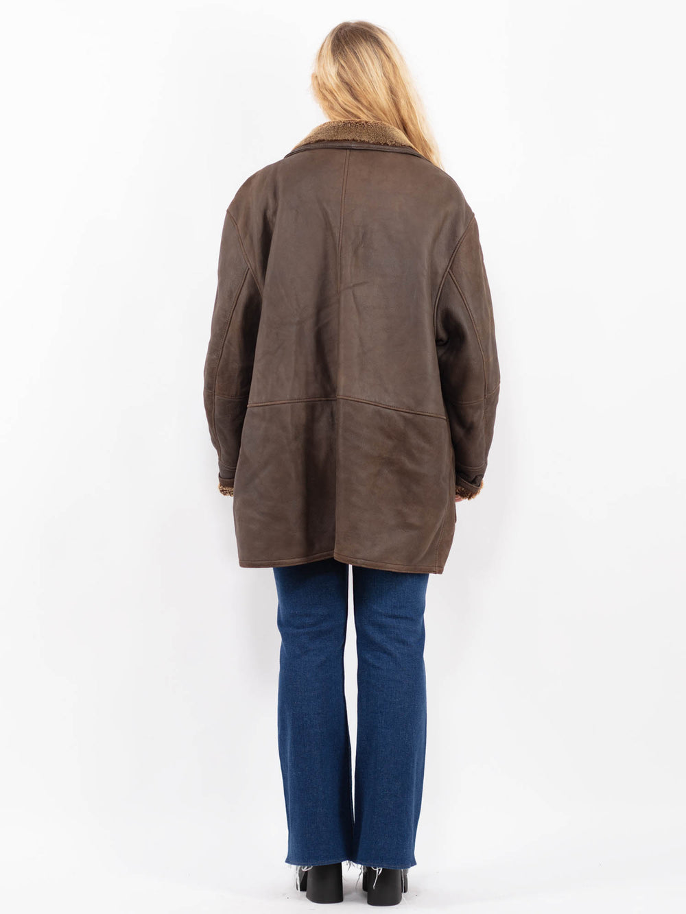 Vintage 90's Women Sheepskin Coat in BrownA0477