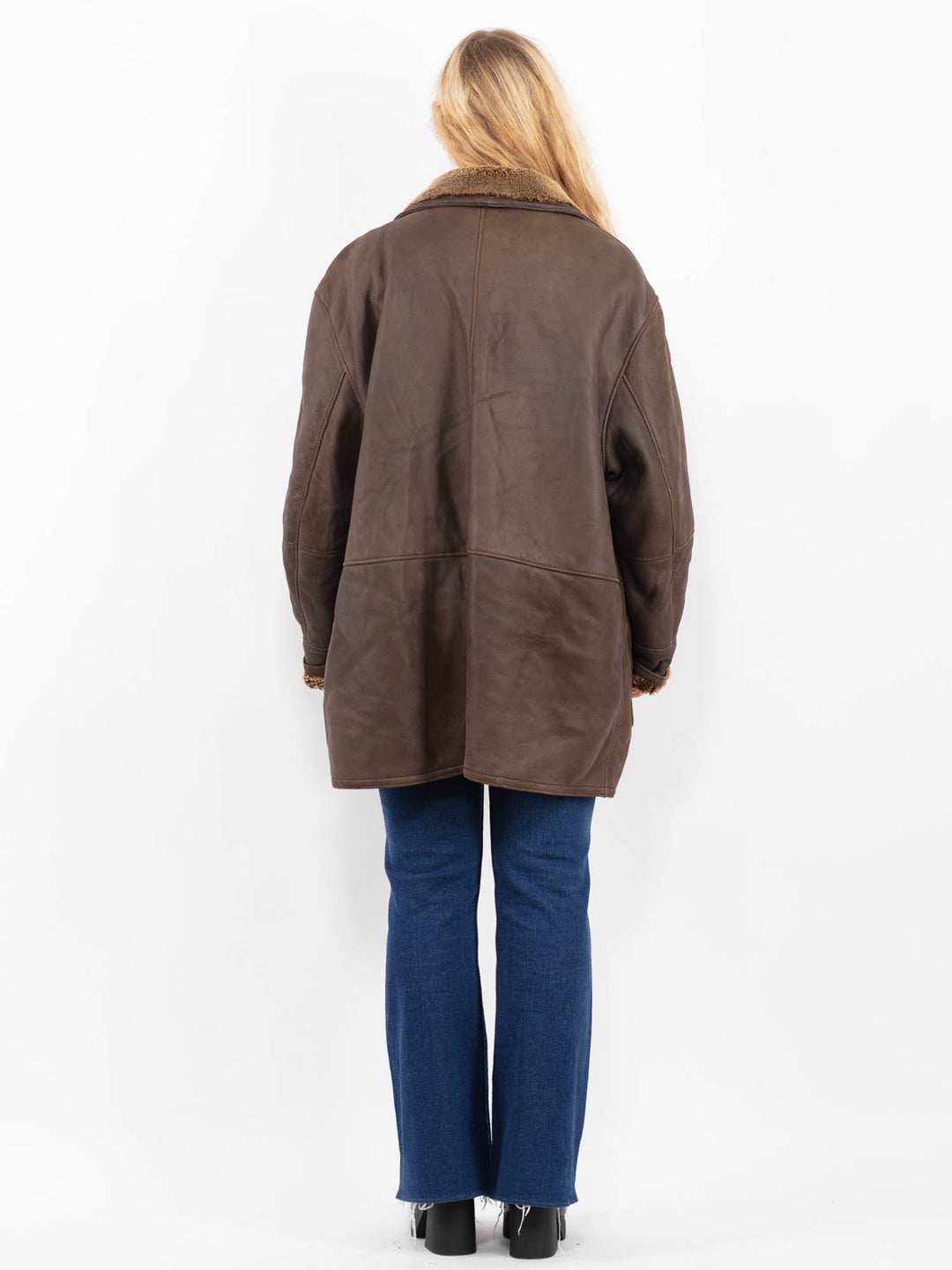 Vintage 90's Women Sheepskin Coat in BrownA0477