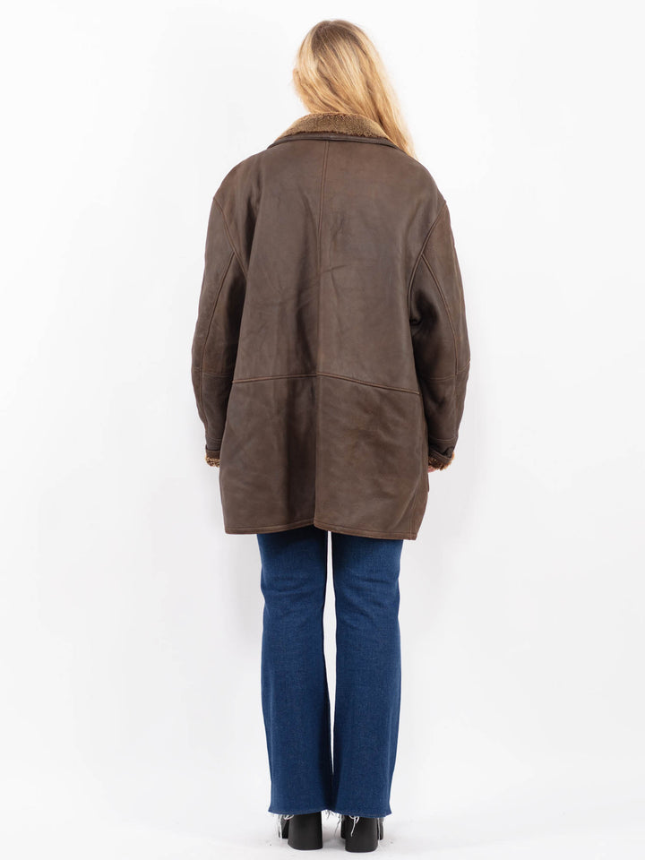 Vintage 90's Women Sheepskin Coat in BrownA0477