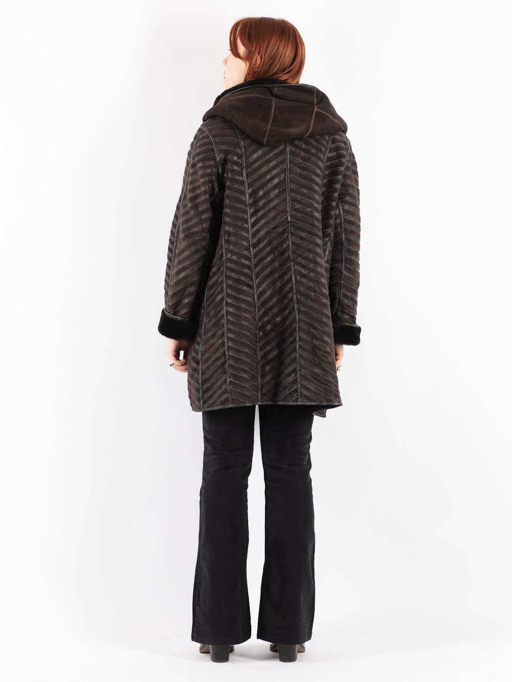 Vintage 90's Women Sheepskin Coat in Brown