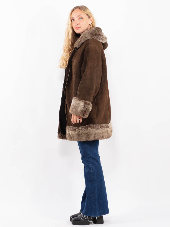 Vintage 90's Women Sheepskin Coat in BrownA0482